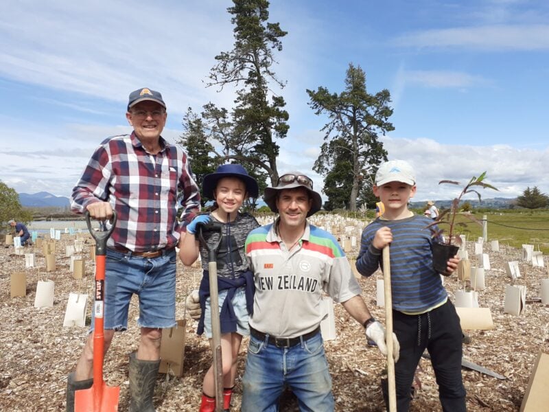 Multi generations of volunteer planters at Greenslade Park