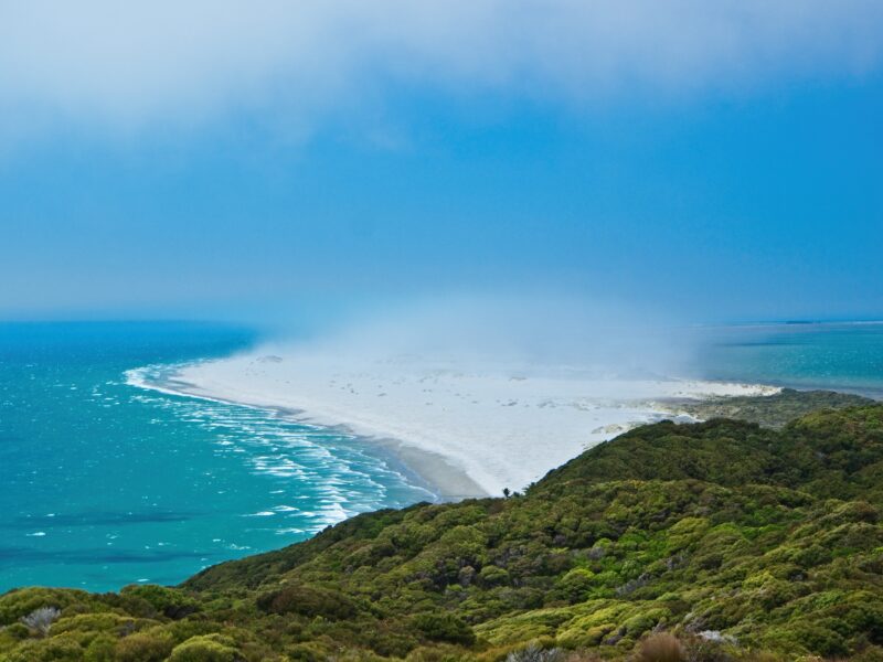 Onetahua Farewell Spit sand dunes and ocean