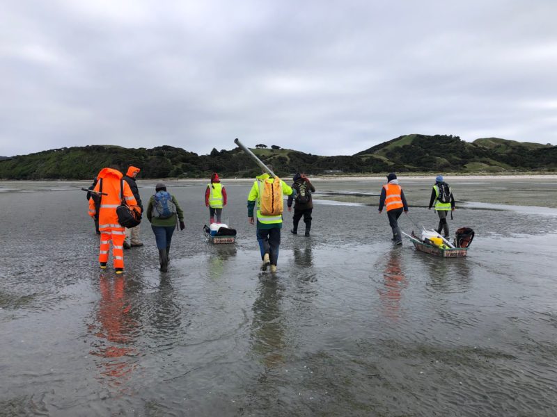 The team walks back when work is complete.